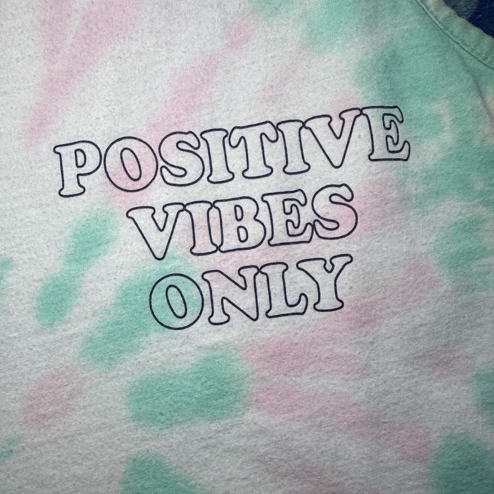 Original Use Green & Blue Tie-Dye Positive Vibes Only Muscle Tank Top — LARGE - Picture 4 of 5